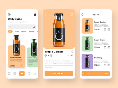 Daily Juice App app drinks graphic design juice ui ux