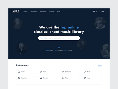 IMSLP - Website design music ui web design