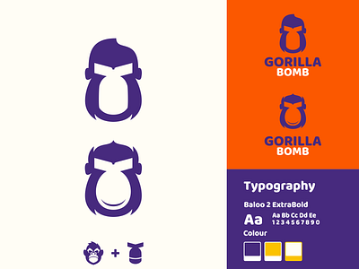 Gorilla Bomb Negative Space Logo Design angry animal ape awesome bomb boom design double meaning dual meaning fire gorilla icon inspirations logo mark monkey negative space roar sports symbol