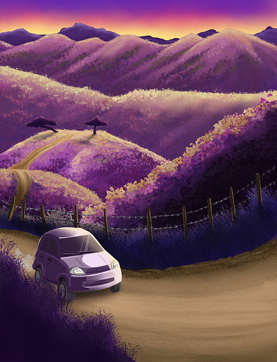 Purple Fields backgroundart color digitalart environment illustration nature procreate roadtrip