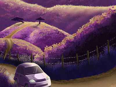 Purple Fields backgroundart color digitalart environment illustration nature procreate roadtrip