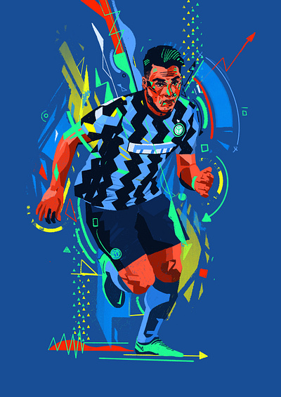 Martinez - Inter 2d character design editorial flat football footballer illustration illustrator people portrait portrait art portrait illustration portrait painting portraits procreate sports