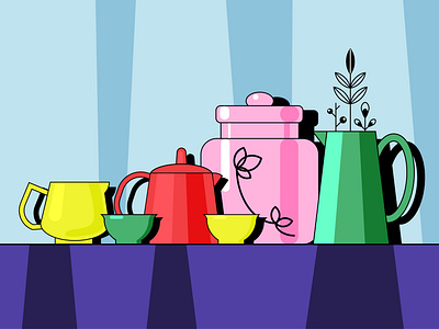 Colorful stillife art bright colorful illustration stillife vector