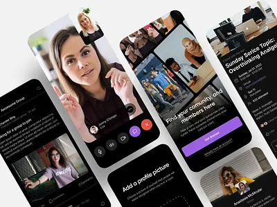 Networking Mobile App & Private Communities app circle community dark mode enterprise facebook groups facetime forum group chat interacrtion ios app design messenger mobile saas social network team ui ux video conference zoom