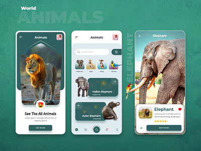 WORLD ANIMALS APP 3d animal app animals animation app ui banner design clean app creative design discover illustration logo minimal mobile app mobile ui motion graphics ui ui design ui ux ux website