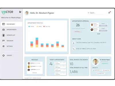 Doctor's Admin Dashboard. app appointment appointment booking booking branding clinic dashboard design doctor icon illustration logo typography ui ux vector