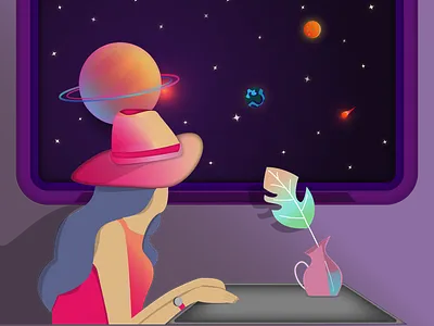 Go-space adobe illustrator character cosmic earth flat galaxy illustration moon planet scifi space spacex star starship travel