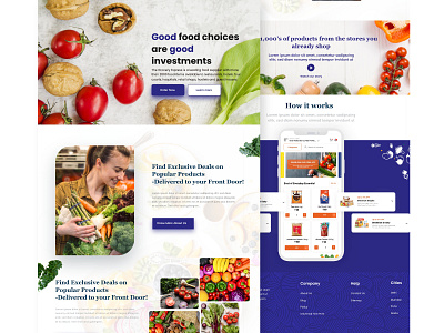 Grocery landing page android app branding clean design clean ui design illustration logo ui ux vector