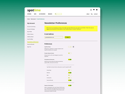 Daily UI 015 :: Switch on/off daily ui daily ui 15 email preferences newsletter preferences preferences switch toggle web design website