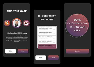 Simple Qur'an Playlist Dark Mode app dark mode mobile playlist quran