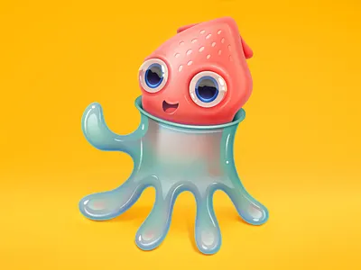 Cautious fella 3d animal animals bright character comic corona coronavirus covid cute disease glove gloves illustration octopus pandemic safe sea smile virus
