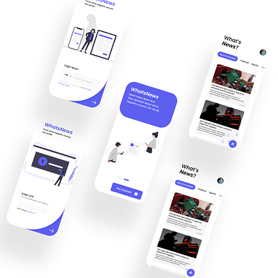 WhatsNews - News App UI appdesign appui clean design illustration logo minimal mobile mobileui news news app newsapp newsappui newspaper ui uiux uiuxdesign uiuxdesigner ux webui