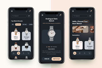 Watch E-Commerce Mobile App UI app design design mobile app design ui ux design ui design ui ux uiux design ux design