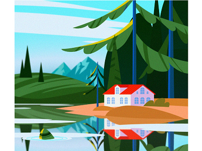 Summer landscape art illustration landscape summer vector