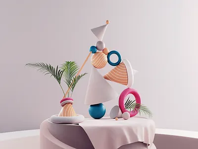 3D Abstract Composition - Moment of Balance 3d abstract art balance composition illustration render stilllife
