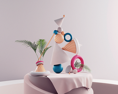 3D Abstract Composition - Moment of Balance 3d abstract art balance composition illustration render stilllife