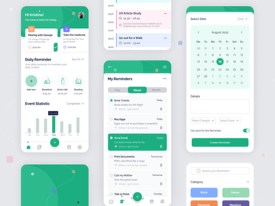 Reminder Mobile App calender clean create reminder daily reminder ios minimal mobile mobile design product design reminder reminder application reminder management reminder mobile app schedule statistics task task management app timeline