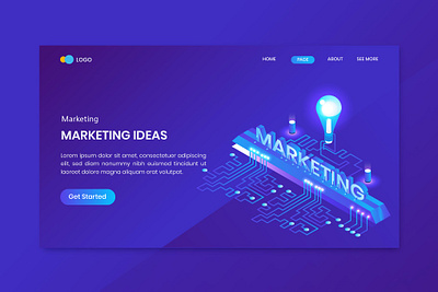 Idea Marketing Isometric Concept Landing Page app branding concept design idea marketing idea marketing social illustration isometric isometric concept landing landing page social page social web tech ui ui design ux ux design web website