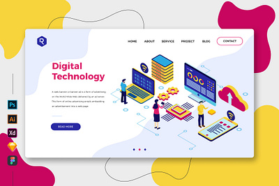 Digital Technology - Web & Mobile Landing Page app banner branding design digital technology graphic design header html illustration landing landing page page social social web ui ui design ux ux design web website
