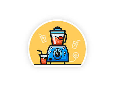 Mixer & Cocktail 2d adobe illustrator art blender cocktail design flat fruits graphic design illustration juicer material minimal mixer sticker vector