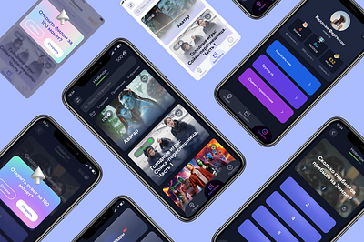 Quiz in violet 3d app design cinema cyrillic game movie question quiz quizz test ui uiux violet