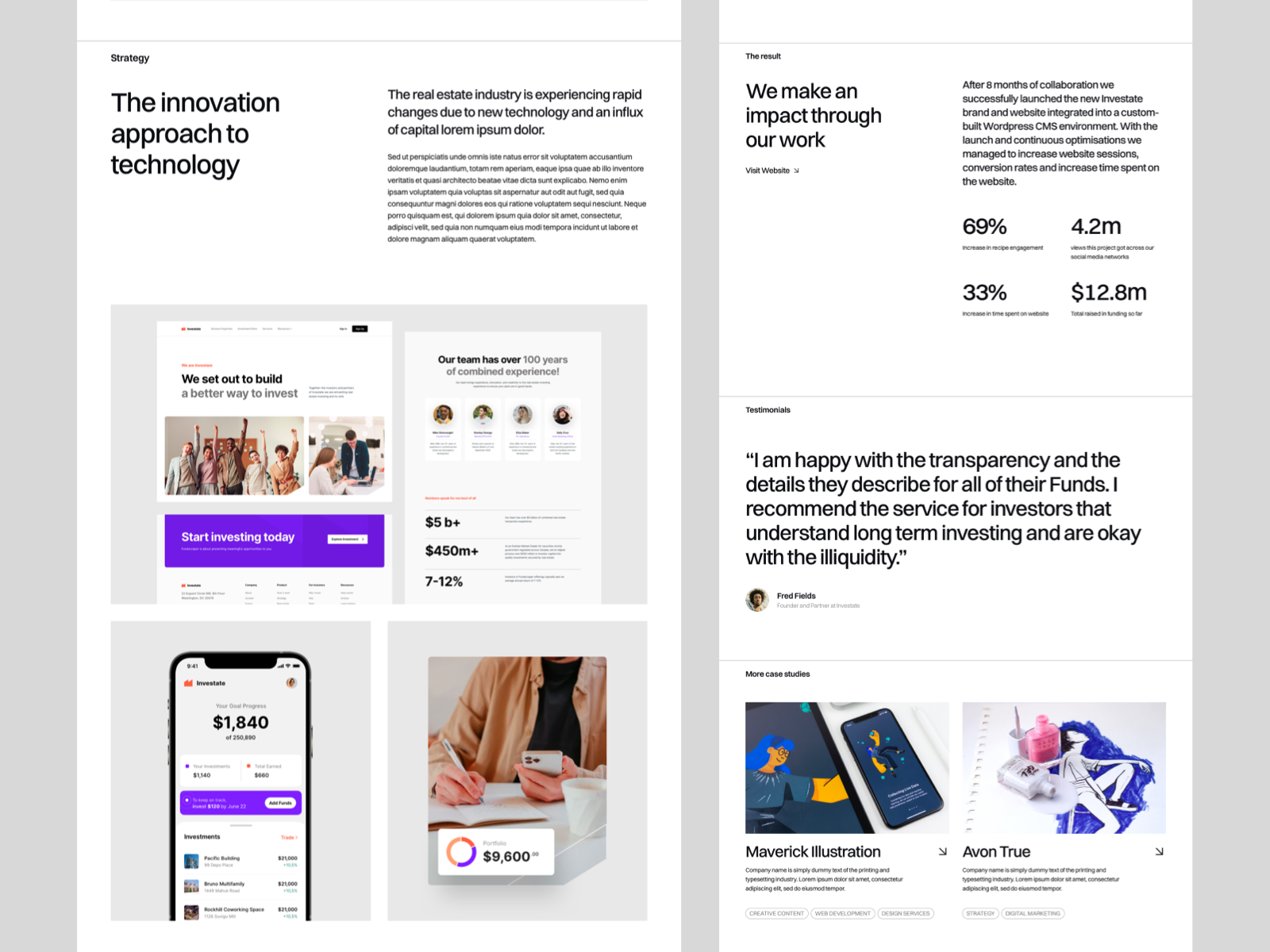 Topnotch Work and Case Study page by Kukuh Andik for Sebo on Dribbble