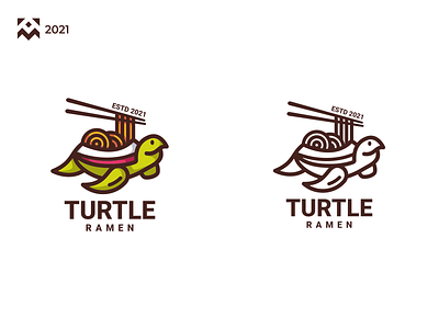Turtle Ramen Logo animal branding cartoon character cute delicious design emblem food icon illustration lineart logo noodle ramen restaurant symbol tasty turtle vector