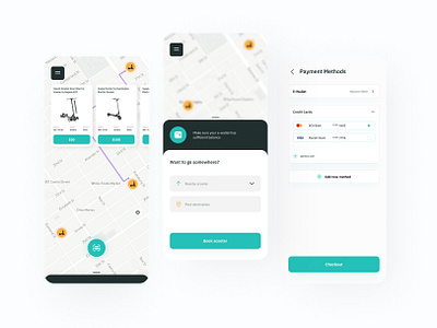 E-Scooter Rent App app design e scooter app electric location map mobile app mobile app design mobile design mobile ui navigator product design rental rental app scooter ui ux