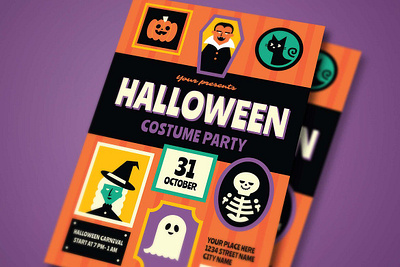 Halloween Costume Party Event Flyer candy event fest festival flyer halloween holiday instagram invitation party poster poster template posters print template print templates pumpkin template templates treat trick