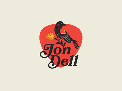 Jon Dell Branding bird brand identity branding folk goldenrod guitar pick logo midwest music musician prairie red winged blackbird singer