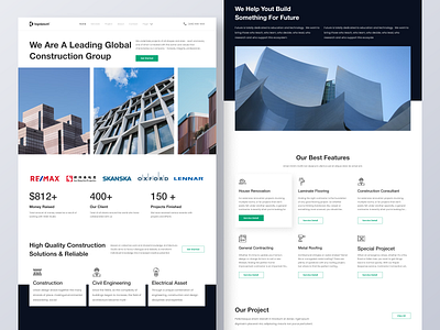 Cunstruction Landing Page architecutre clean construction design landing page ui ui design web design website