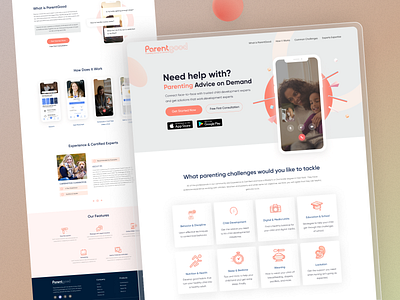 ParentGood Landing page about us section agency landing page creative landing page hero section landing page landing page 2022 landing page design 2022 modern landing page parentgood landing page parenting landing page services section testimonial section trendy landing page ui ui ux design uiuxdesign web website