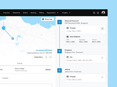 Freight tracking [Enterport UI Kit] enterport freight logistics shipment supply chain timeline tracking ui ui kit