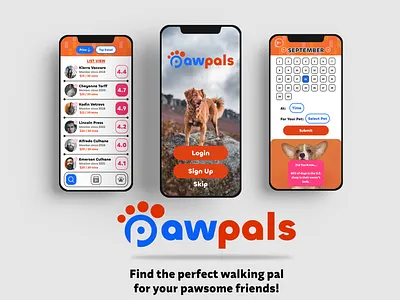 PawPals: The Dog Walking App branding design graphic design logo ui ux