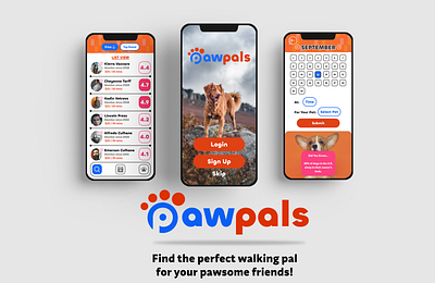 PawPals: The Dog Walking App branding design graphic design logo ui ux