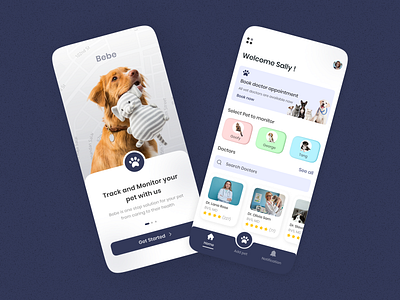 Pet care app design app app design best app design branding daily ui design dog illustration logo minimal pet pet care pet tracking petcare shot ui ui design uidesign ux ux design