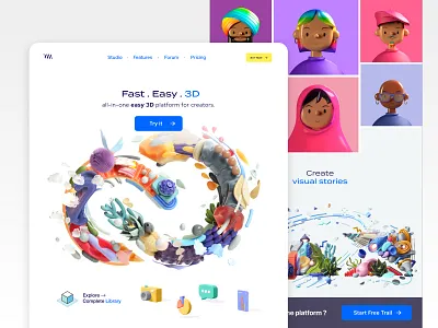 3D Platform for creators 3d 3d characters 3d library 3d object character design concept design dubai faizan saeed illustrations interface latest trend library mobile design mobile ui trending ui ui design web web design