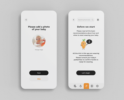 UX/UI for a weaning app. branding ui