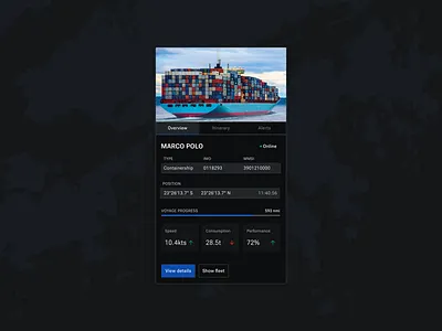 Vessel info cxk enterport enterprise freight maritime ocean supply chain ui kit vessel