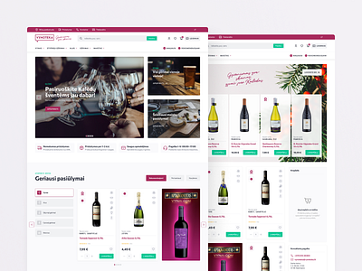 Vynoteka.lt ecommerce website redesign branding color delivery design drinks ecommerce flat illustration landing page logo minimal mobile design ui ui design ux ux design vynoteka web