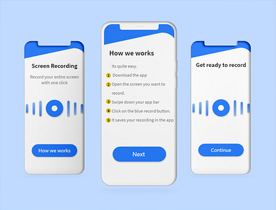 Screen Recorder Onboardings adobe illustrator adobe photoshop adobe xd android studio app design app development cross platform dart flutter flutter app design flutter app development mobile app development onboarding screens programming uiux design
