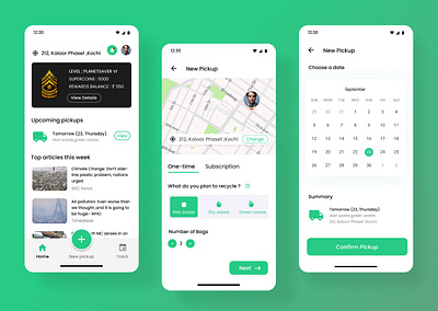 Recyclo-Door step garbage pickup app app design ui ux