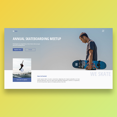 WeSkate - web landing page app branding design event booking graphic design icon illustration logo skateboard skating sports typography ui ux vector visual design web web design web landing page website