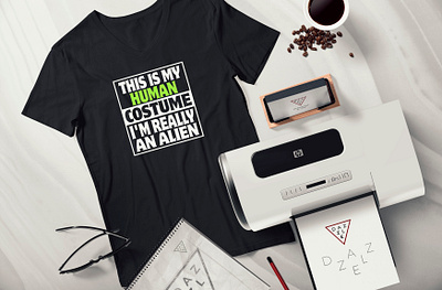 This is my human COSTUME I'M REALLY AN Alien T-Shirt Design. branding design illustration logo logo design t shirt t shirt design vector