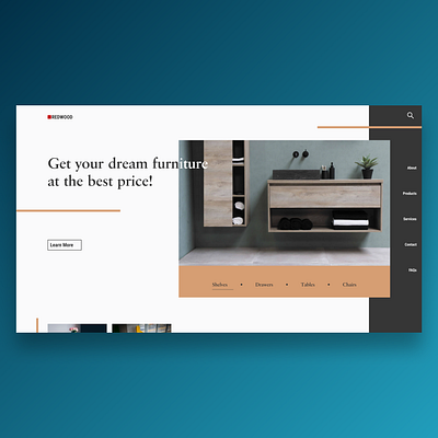 REDWOOD - web landing page app branding design e commerce furniture graphic design icon illustration logo minimal online booking typography ui ux vector visual design web web design web landing page website