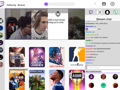 Twitch homescreen redesign