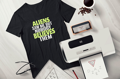 Aliens saw me but nobody believes them T-Shirt Design branding design illustration logo logo design shirt t shirt t shirt design vector