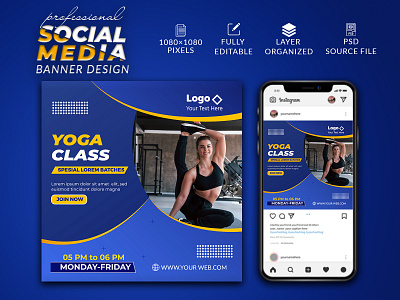 Yoga Social Media Design ad banner ads banner branding design designlogo facebook ads facebook post gym banner gym post header illustration instagram post logo podcast social media design social media kit yoga ads yoga banner yoga post