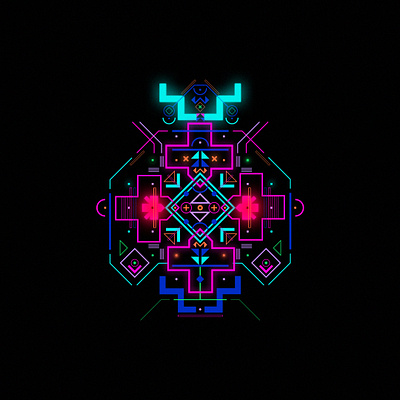 Cyber Folk Pattern bug cryptoart folklore graphic design illustration nft pattern