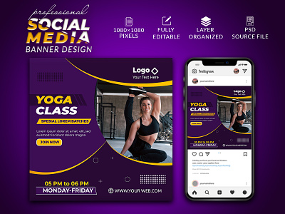 Yoga Social Media Post design ad banner ads ads banner banner branding cover design facebook post graphic design header illustration instagram post logo podcast social media design social media kit ui vector web banner